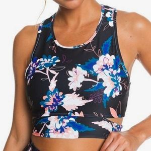 SOLD - ROXY Dark Floral Cut-out Sports Bra